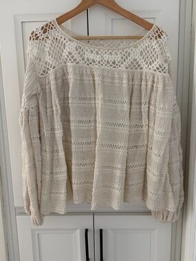 Free People Crochet Cream Women's Top XS